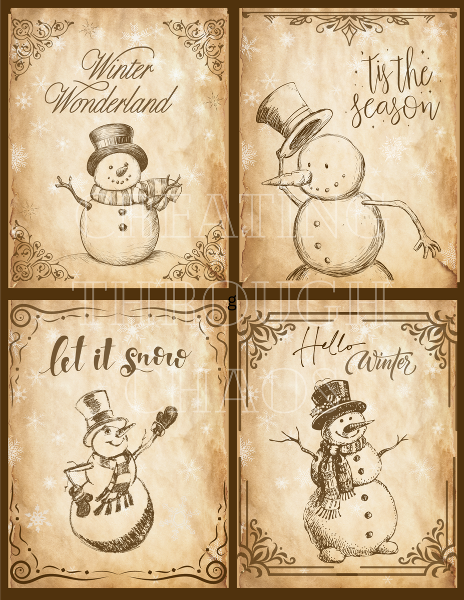 4 Vintage Snowman Printables – Creating Through Chaos