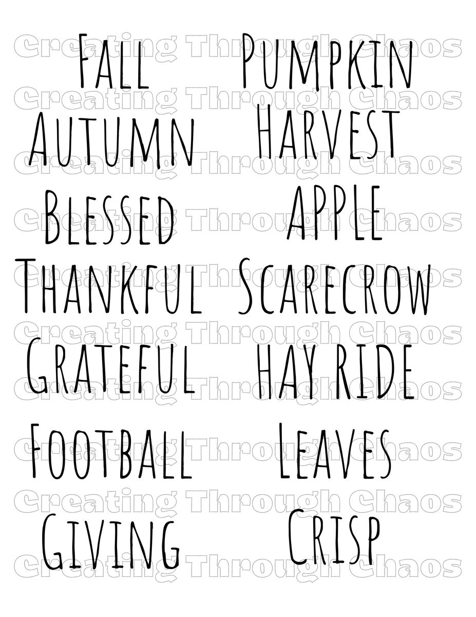 Fall Words Printable Creating Through Chaos