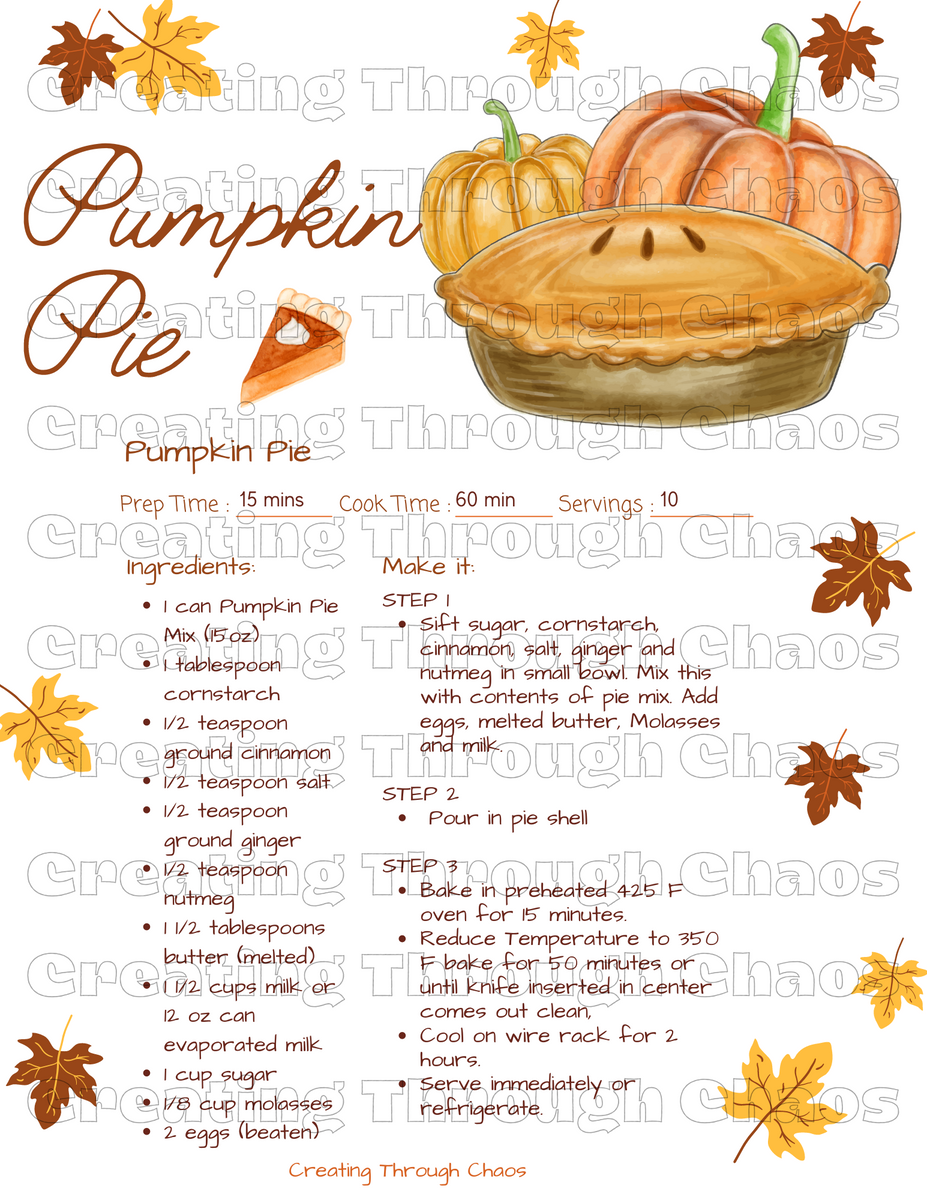 Apple & Pumpkin Pie Recipe Printables Creating Through Chaos