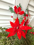Vintage Poinsettia Picks x 2