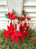 Vintage Poinsettia Picks x 2