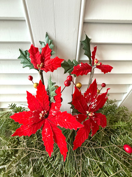 Vintage Poinsettia Picks x 2