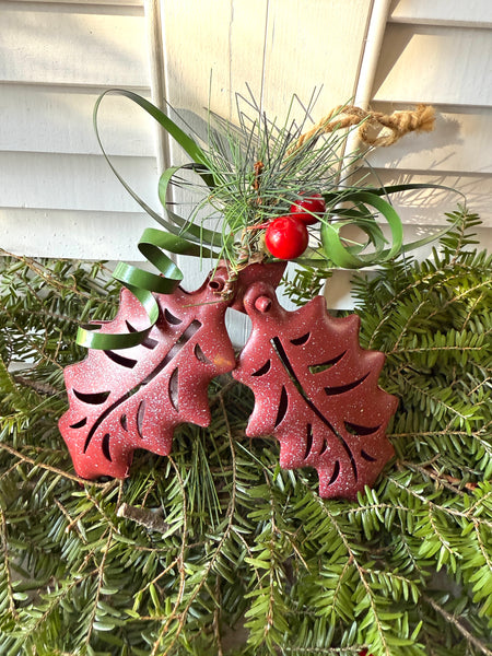 Metal Holly Ornament
