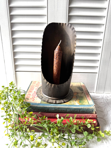 Primitive Tin Candle Holder
