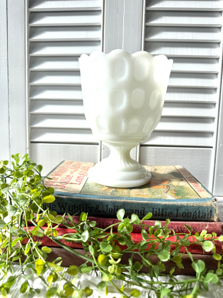 Pedestal Milk Glass Vase