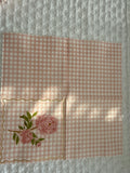 2 Pink Checkered Rose Cocktail Single Napkins