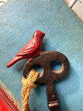 Metal Red Bird Hanging Key