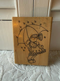 Girl & Umbrella Stamp