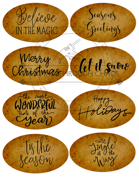 Rustic Christmas Quote Ovals