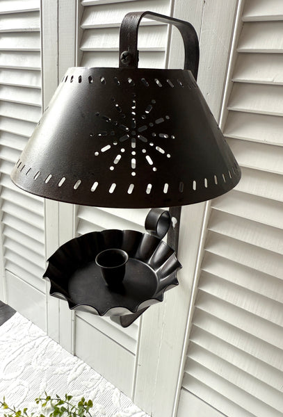 Primitive Punched Tin Candle Sconce