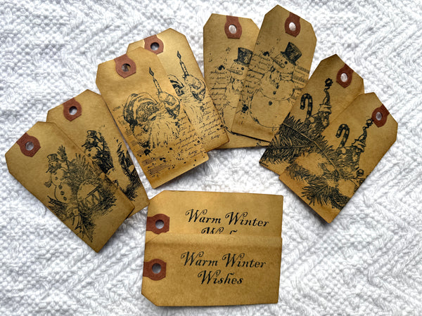 Christmas Santa and Snowmen Grubby Hang Tags