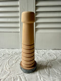 Wooden Bobbin Style Candle Stick Silver Bottom