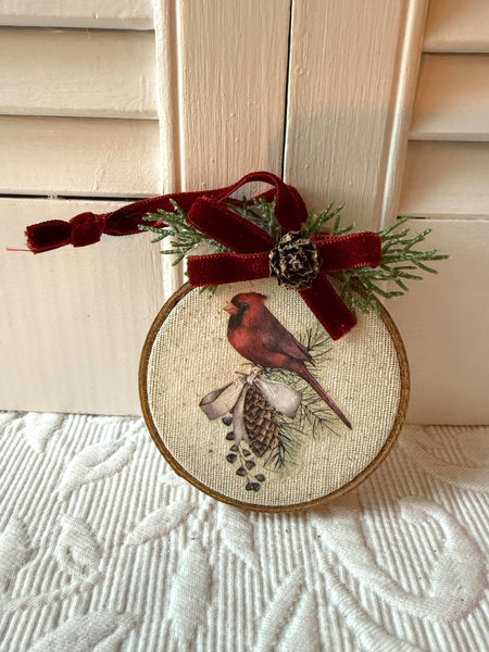 Cardinal Embroidery Hoop Ornament