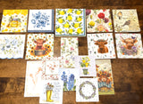 Highland Cows, Lemons, Bees and Floral Napkin Bundle