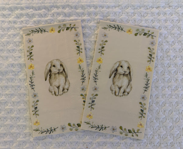 2 Bunny Floral Edge Luncheon Single Napkins – Creating Through Chaos