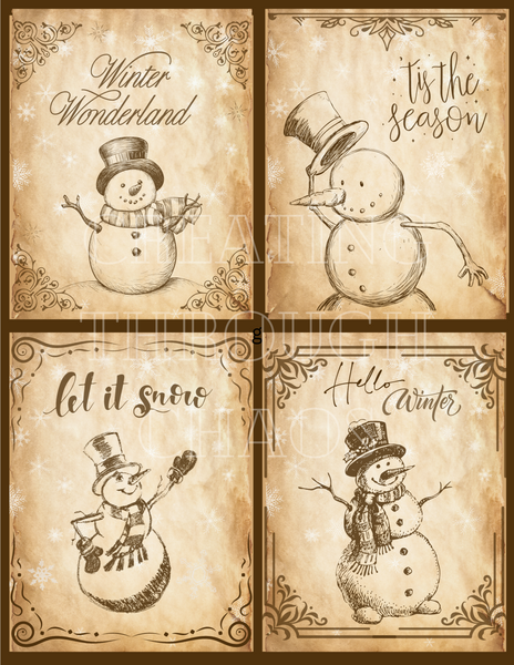 4 Vintage Snowman Printables