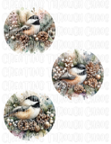 Christmas Chickadee Printable Ornament/Tag Circles Bundle 4', 3"