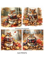 Fall Chipmunk Printable Bundle Minis 4x4"