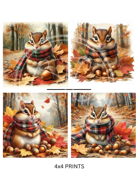 Fall Chipmunk Printable Bundle Minis 4x4"