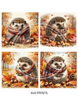 Fall Hedgehog Printable Bundle Minis 4x4"