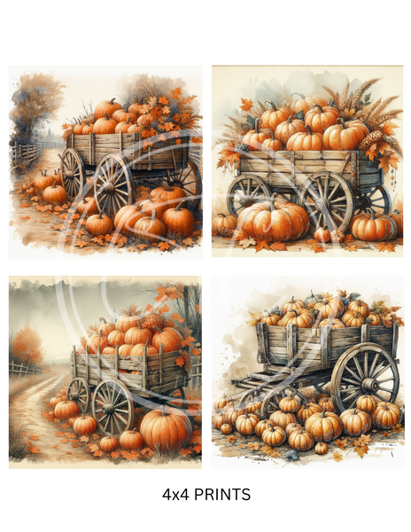 Fall Pumpkin Wagon Printable Bundle Minis 4x4