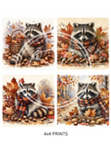 Fall Raccoon Printable Bundle Minis 4x4"