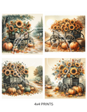 Fall Sunflower Wagon Printable Bundle Minis 4x4