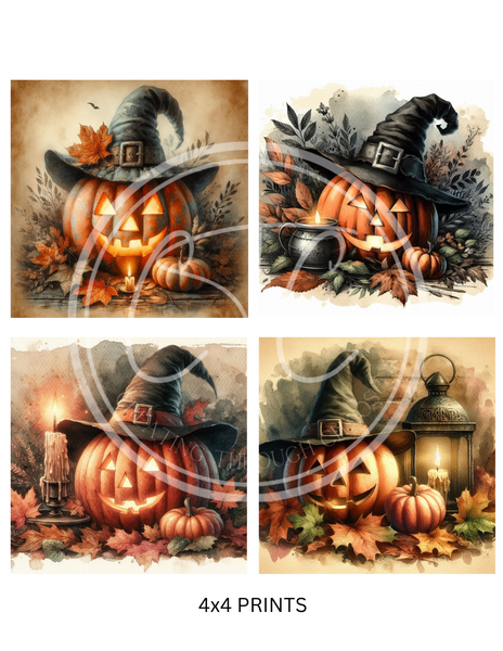 Witch Pumpkin Printable Bundle Minis 4x4