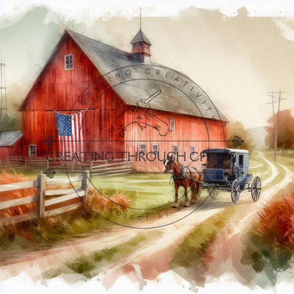Americana Barn Horse and Buggy Printable 2