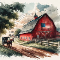 Americana Barn Horse and Buggy Printable