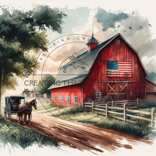 Americana Barn Horse and Buggy Printable