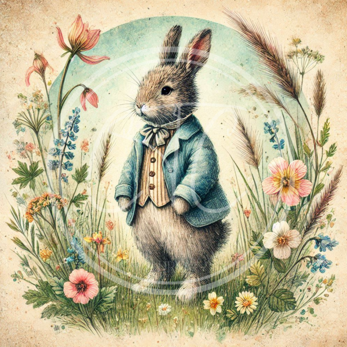 Blue Coat Bunny 1 Printable – Creating Through Chaos