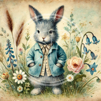 Blue Coat Bunny 3 Printable