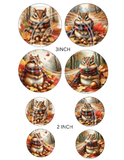 Fall Chipmunks Printable Ornament/Tag Circles Bundle 4', 3" 2"