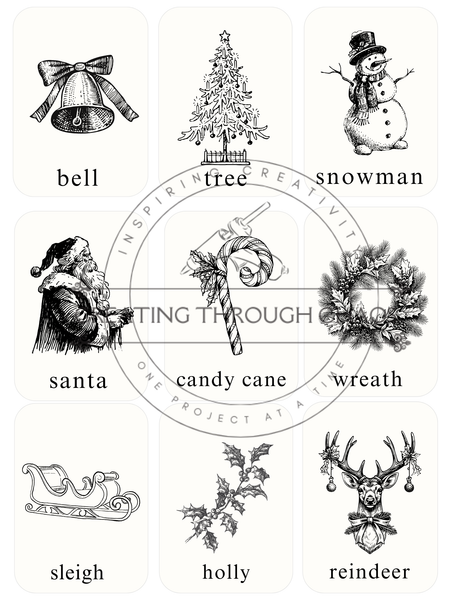 Vintage Style Christmas Picture Flash Cards