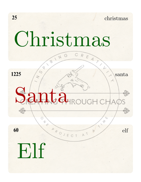 Vintage Style Christmas Colored Flash Cards
