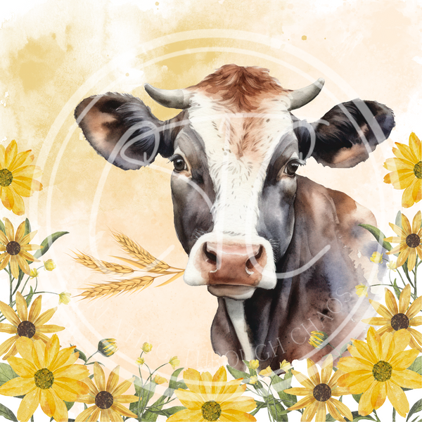 Cow & Sunflowers Printable