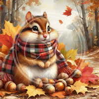 Fall Chipmunks Printable Ornament/Tag Circles Bundle 4', 3" 2"