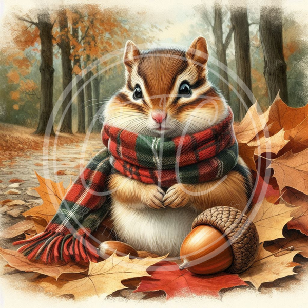 Fall Chipmunk 4 Printable Bundle 10.5x10.5