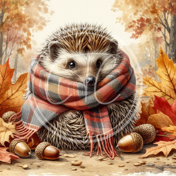 Fall Hedgehog 4 Printable Bundle 10.5x10.5