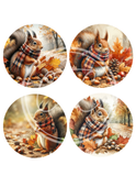 Fall Squirrel Printable Ornament/Tag Circles Bundle 4', 3" 2"