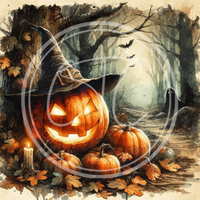 Halloween Glowing Jack O' Lantern Witch 4 Printable Bundle 10.5x10.5