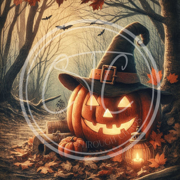 Halloween Glowing Jack O' Lantern Witch 4 Printable Bundle 10.5x10.5