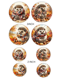 Fall Hedgehog Printable Ornament/Tag Circles Bundle 4', 3" 2"