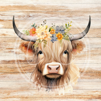 Highland Cow Rustic Background Printable