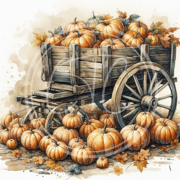 Fall Pumpkin Wagon 4 Printable Bundle 10.5x10.5