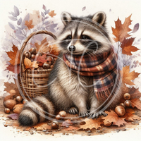 Fall Raccoon 4 Printable Bundle 10.5x10.5