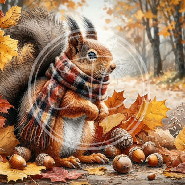 Fall Squirrel 4 Printable Bundle 10.5x10.5