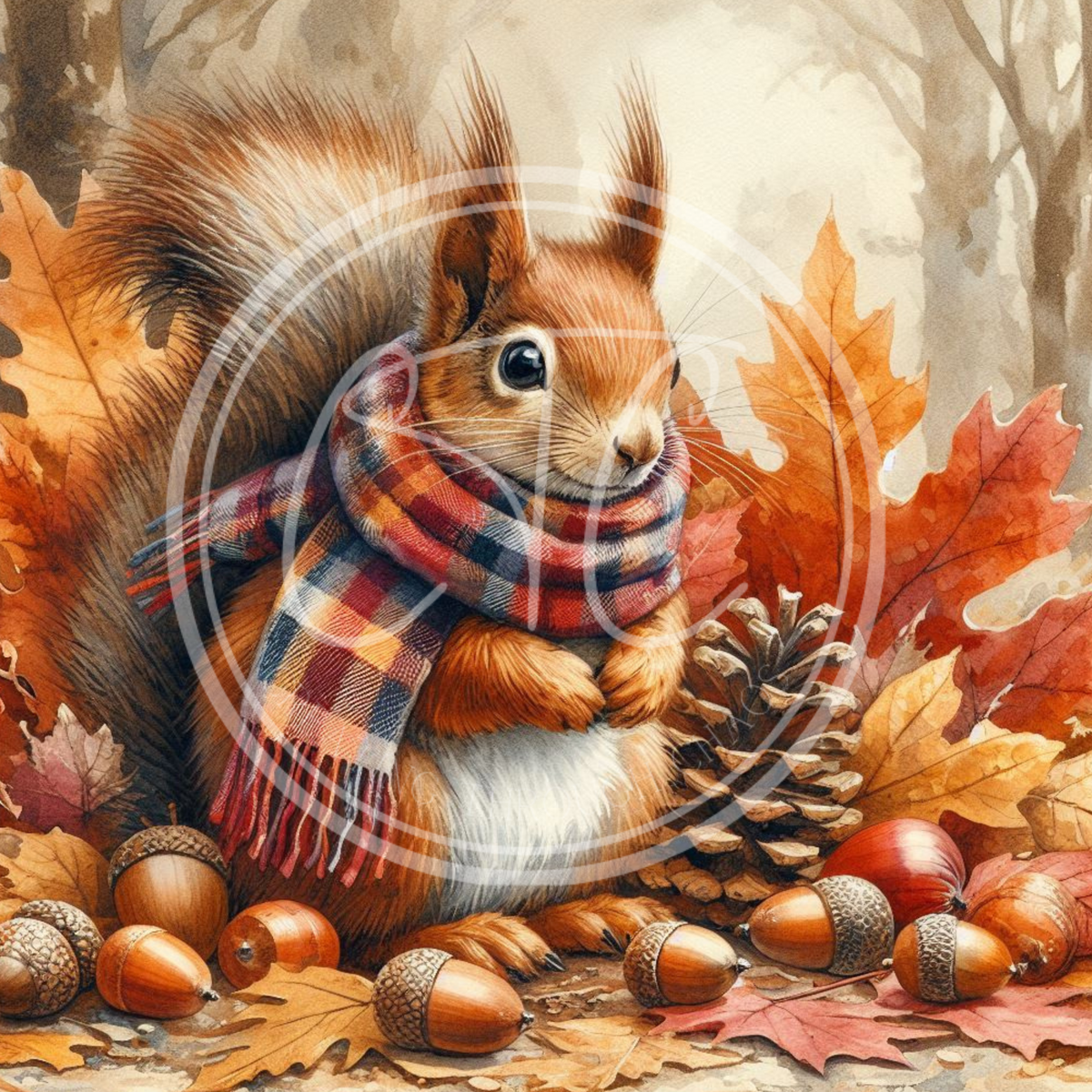 Fall Squirrel Printable Ornament/Tag Circles Bundle 4', 3