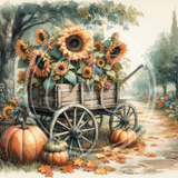 Fall Sunflower Wagon 4 Printable Bundle 10.5x10.5